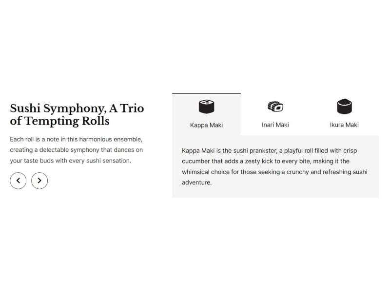 Icon Tabs with Food Items